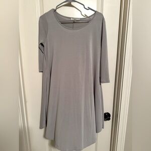 Taupe swing dress, 3/4 sleeve, size med by Andree